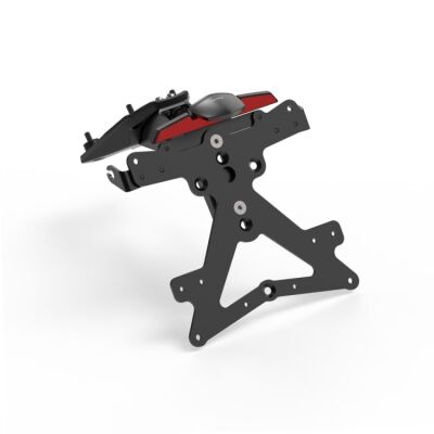 Nastavitelný držák SPZ s osvětlením SPZ a odrazkou pro motocykly Ducati Panigale a Streetfighter, černý